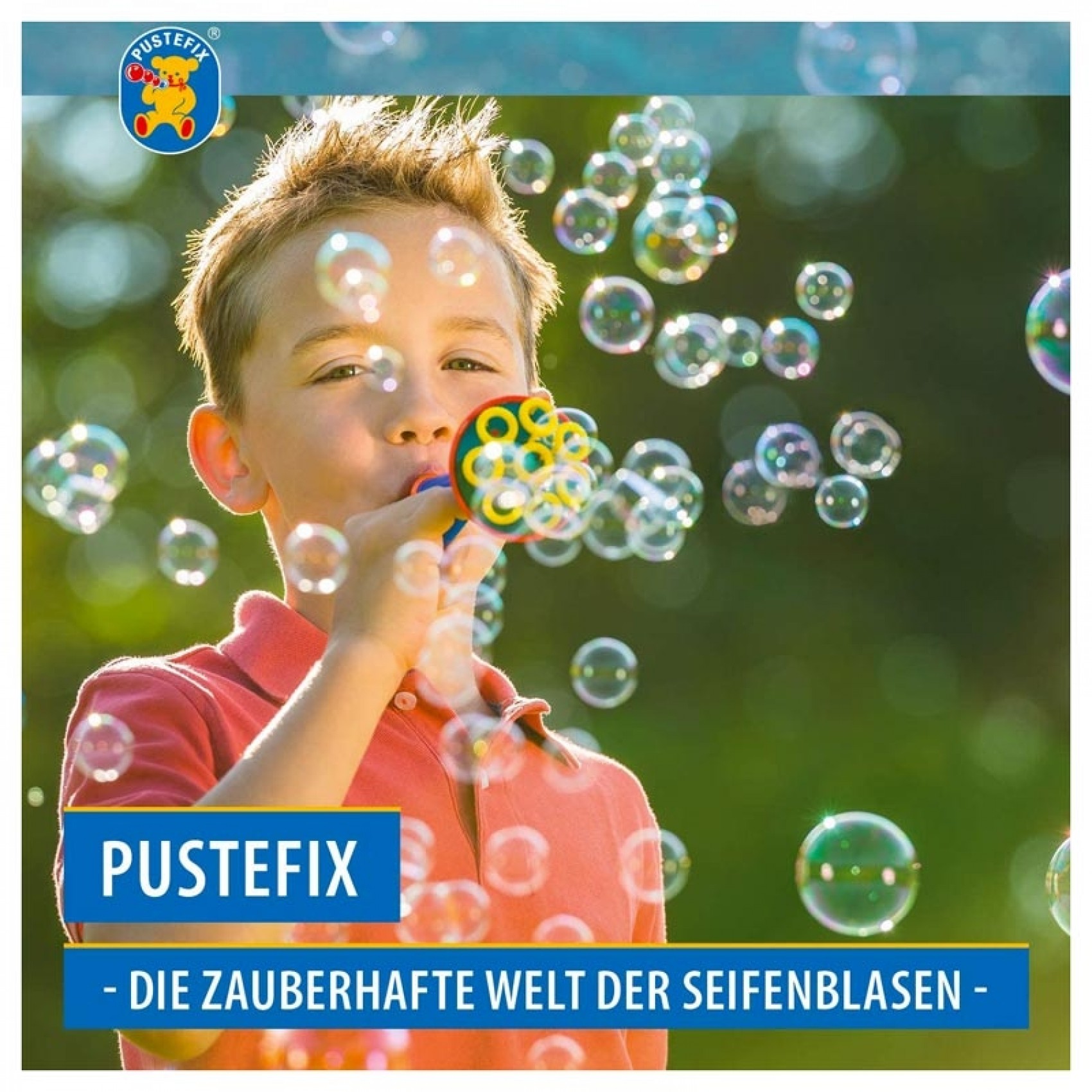 Ventilateur à Bulles PUSTEFIX Double-Blower – Avec Liquide 250ml, Fabriqué En Allemagne, Pour Enfants 3 Ans+