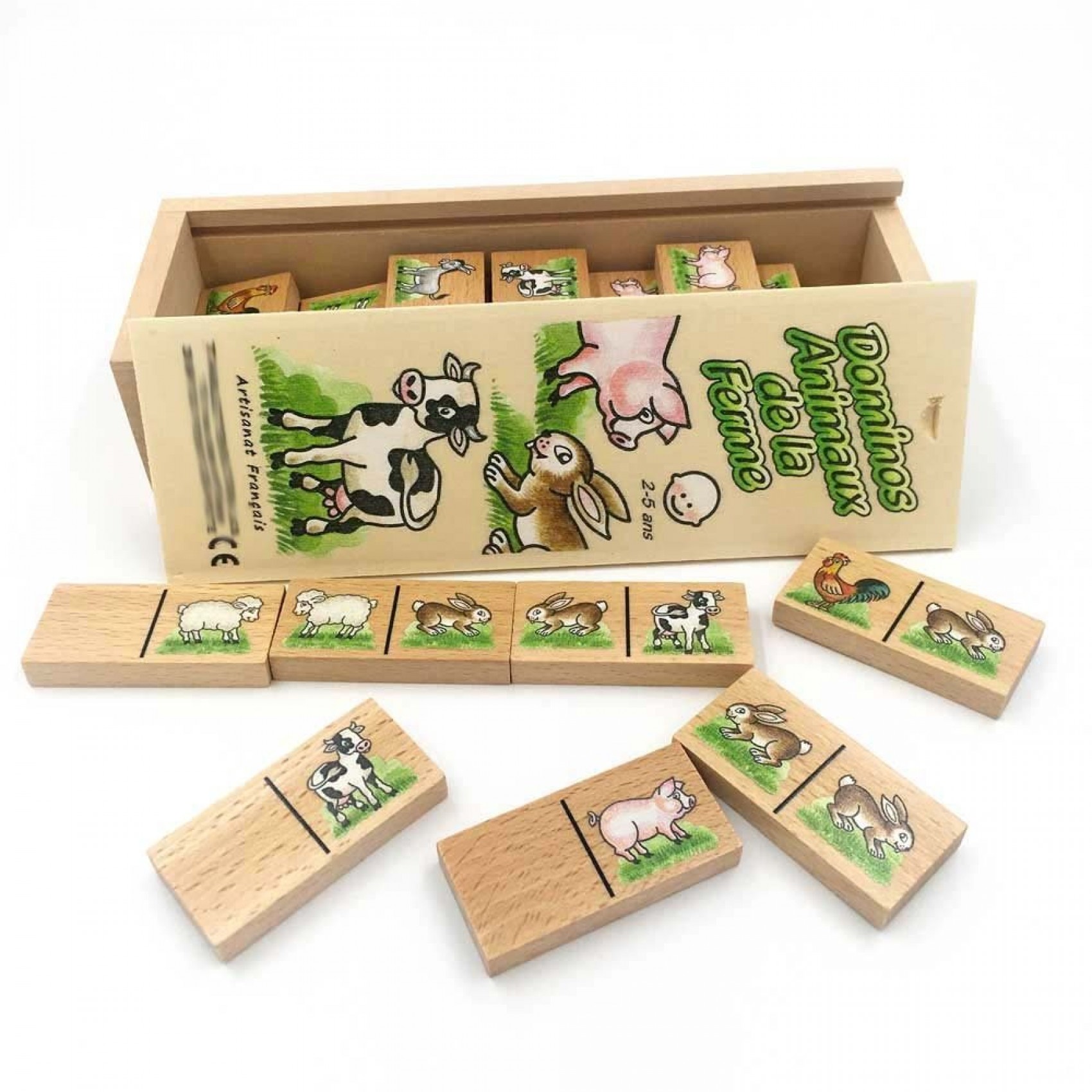 Oxybul Dominos Des Animaux En Bois – Jeu éducatif 2-5 Ans, 28 Pièces, Coffret Réutilisable, Peinture à L'eau