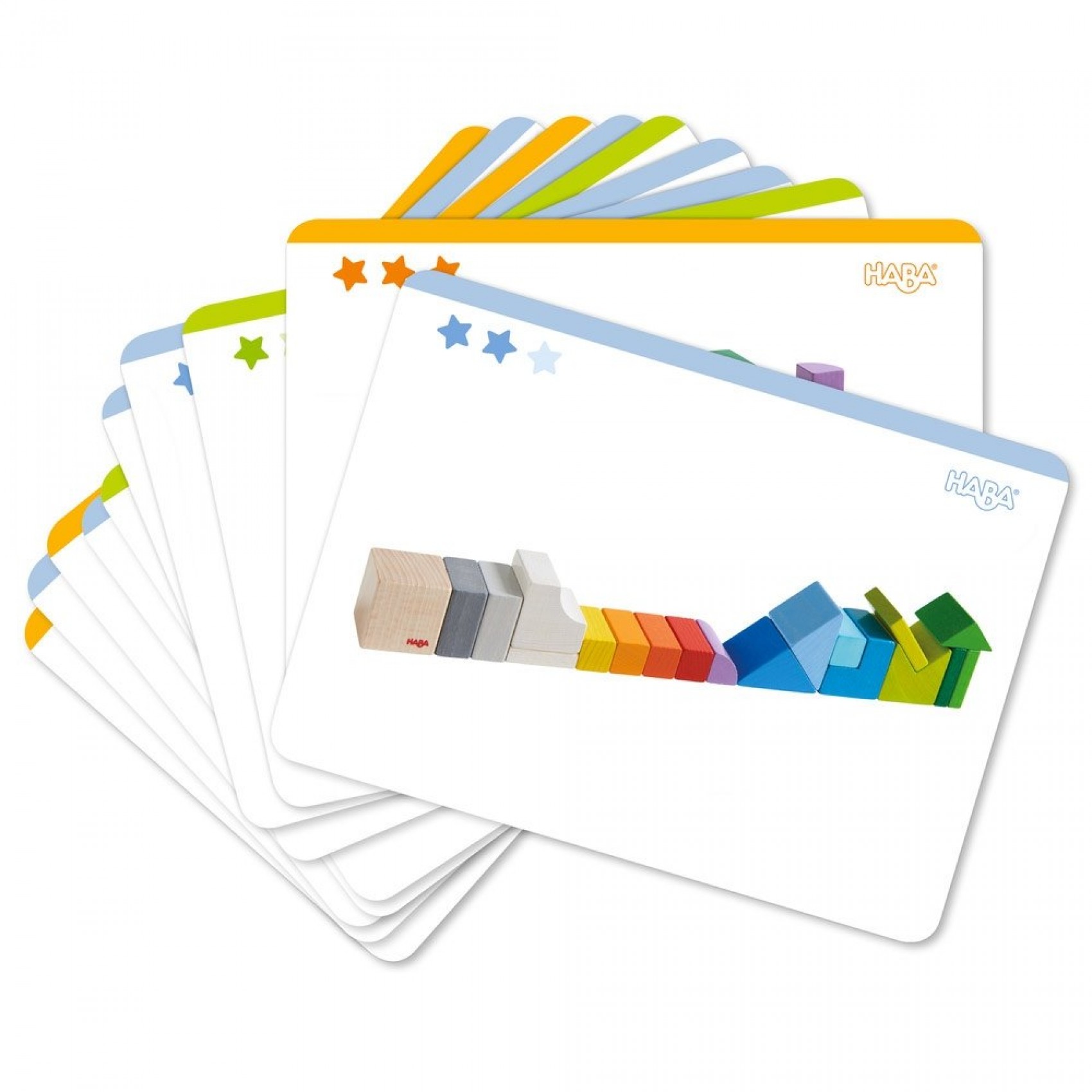 HABA Creative Stones – Jeu D'Assemblage 3D En Bois PEFC – Blocs Géométriques Colorés Avec 15 Cartes Modèles – Dès 2 Ans – Réf 304854