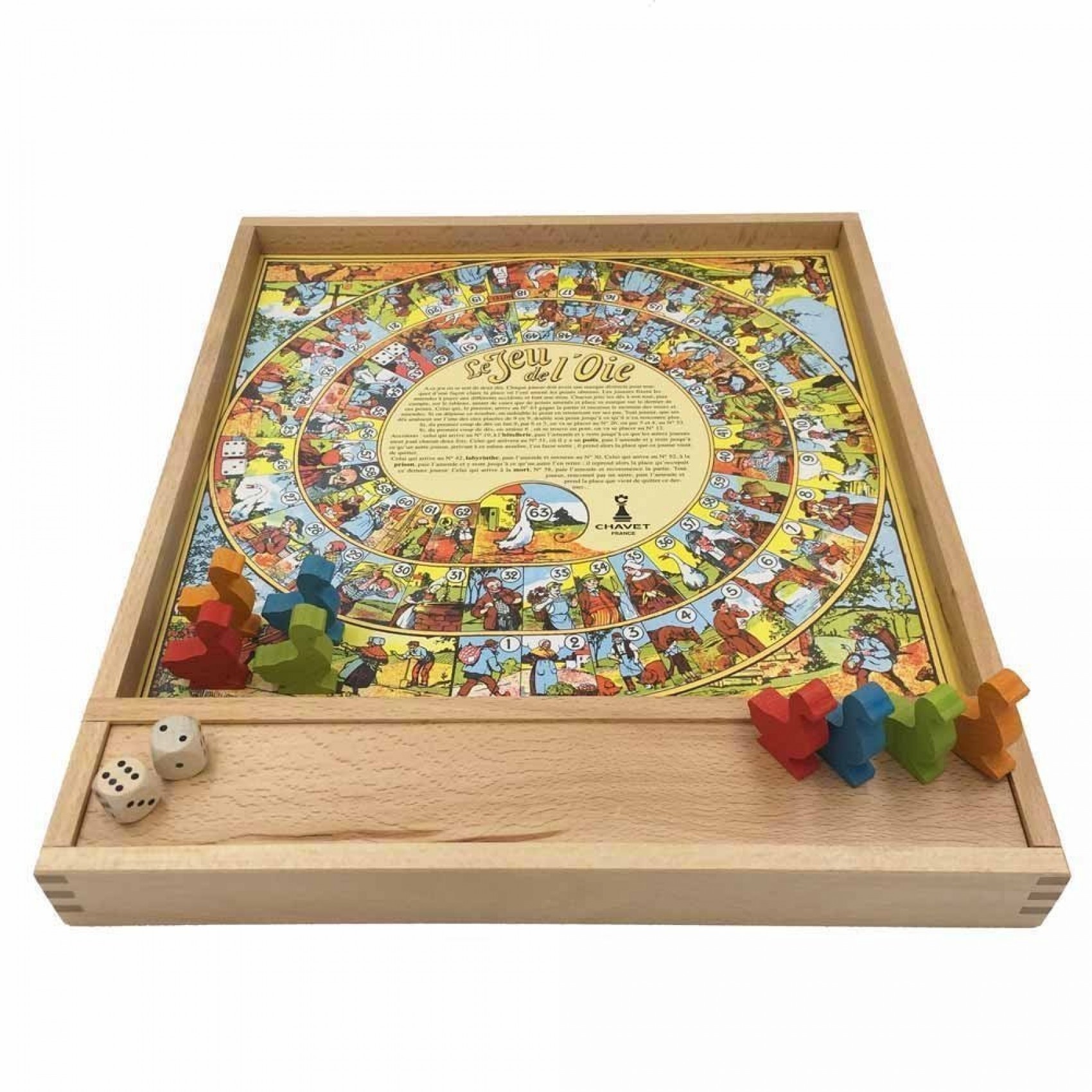 Ancien Plateau De Jeux En Bois – Jeu De L'Oie, Dames, Petits Chevaux, Marelle – #A692