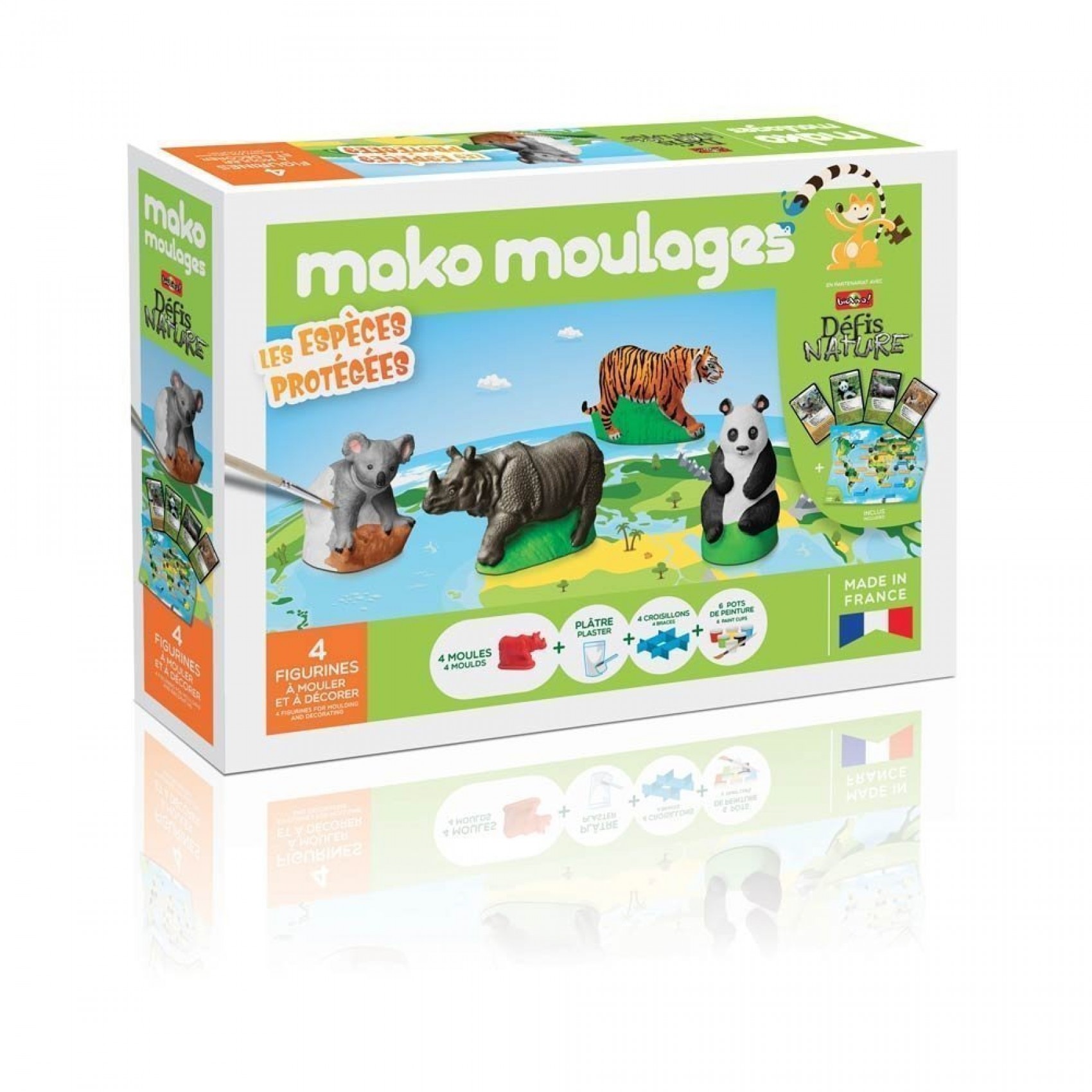 Kit 6 magnets animaux Moulage plâtre et peinture - Cadeaux Enfants