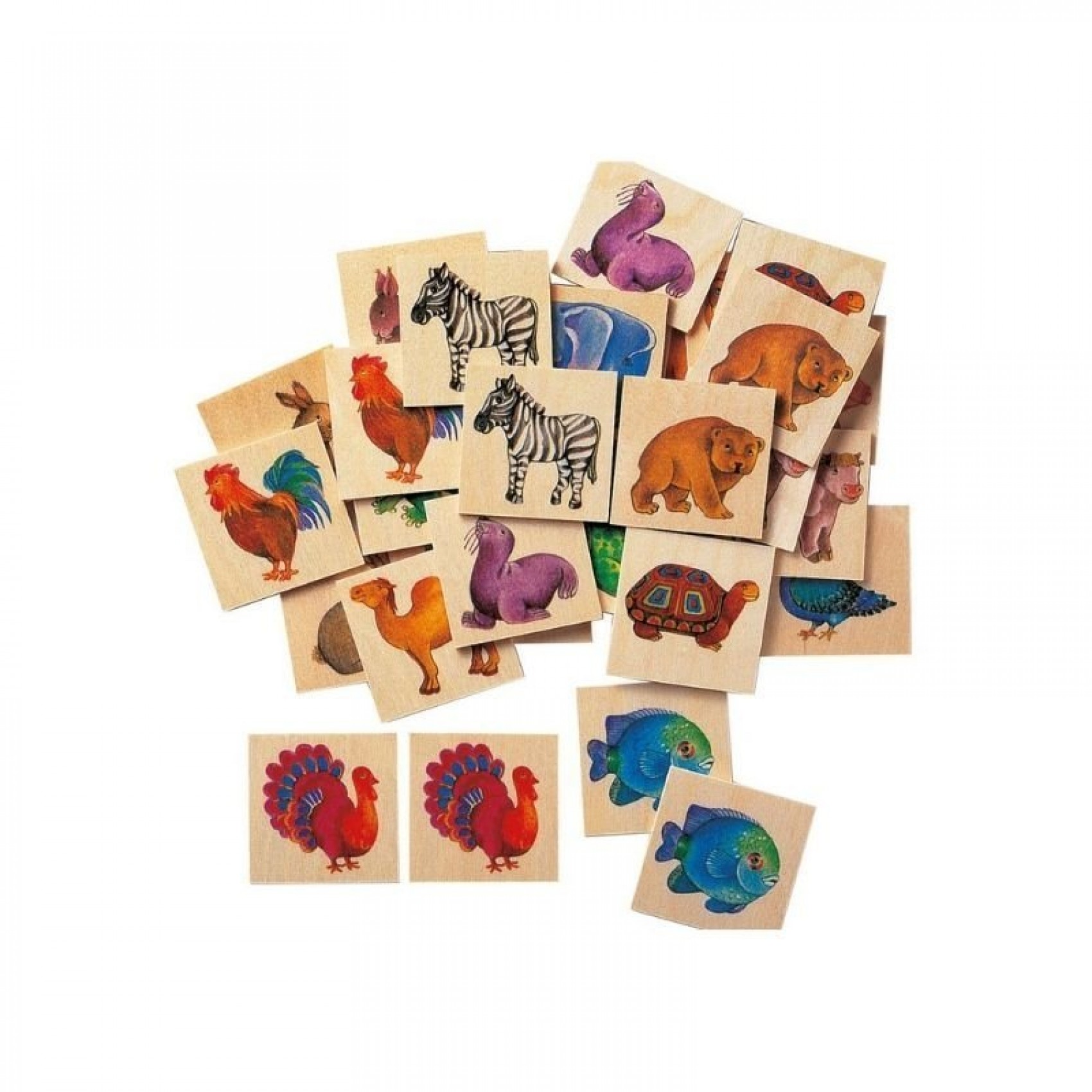 Jeu D’Assortiment à Mémoire De Forme En Bois – Thème Monde Animalier – Boîte En Bois – Neuf