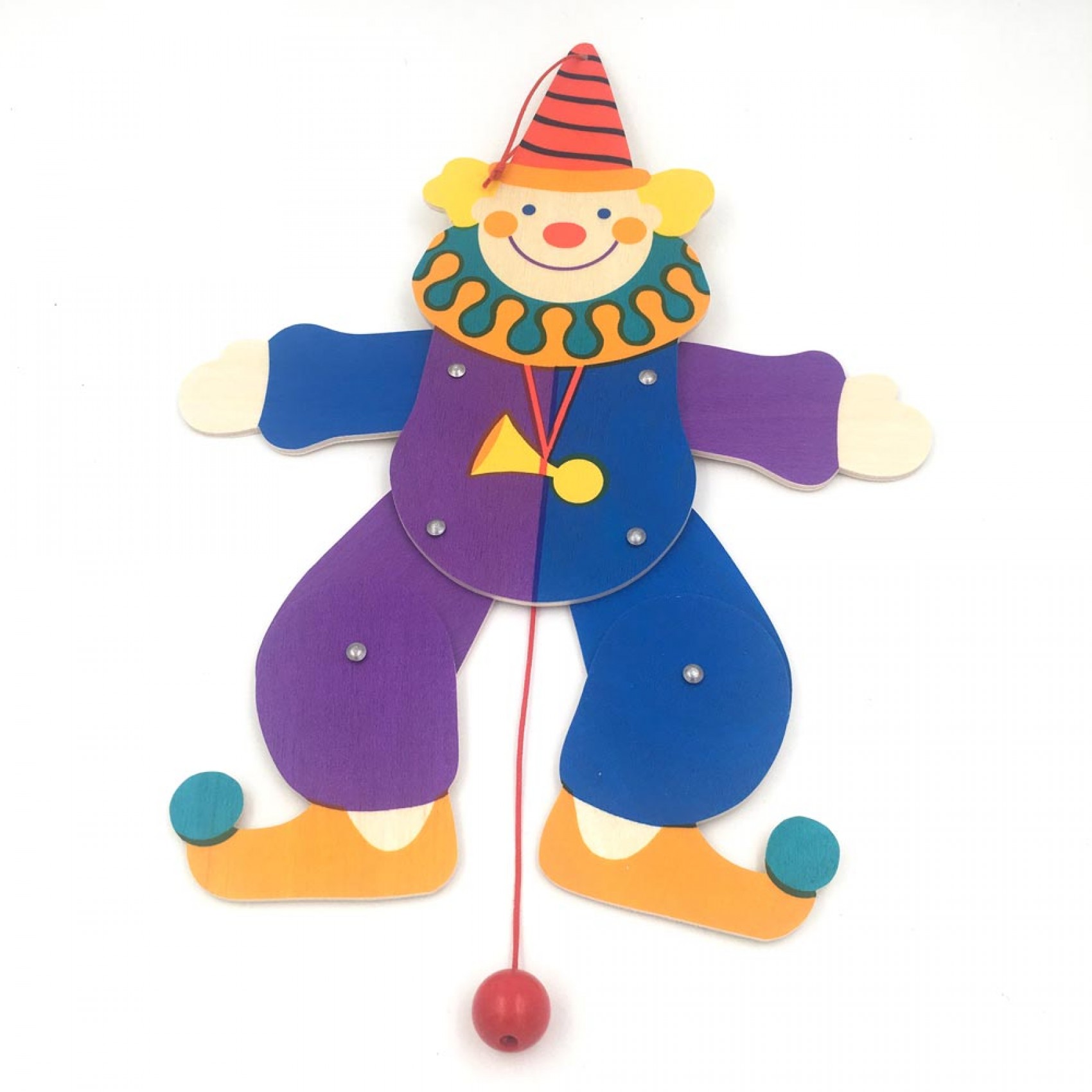 Ancien Pantin Clown Articulé En Carton - Jouet Vintage - Fabriqué En France - Occasion