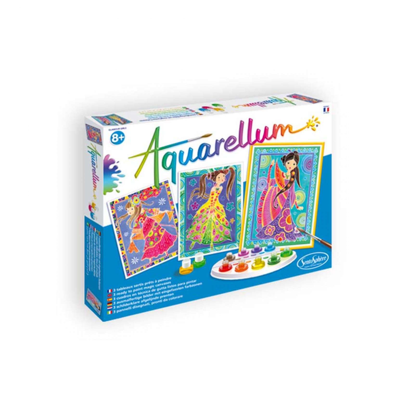 SentoSphère Aquarellum Glamour Girls - Kit Peinture Aquarellable Magique Dès 7 Ans Fabriqué En France