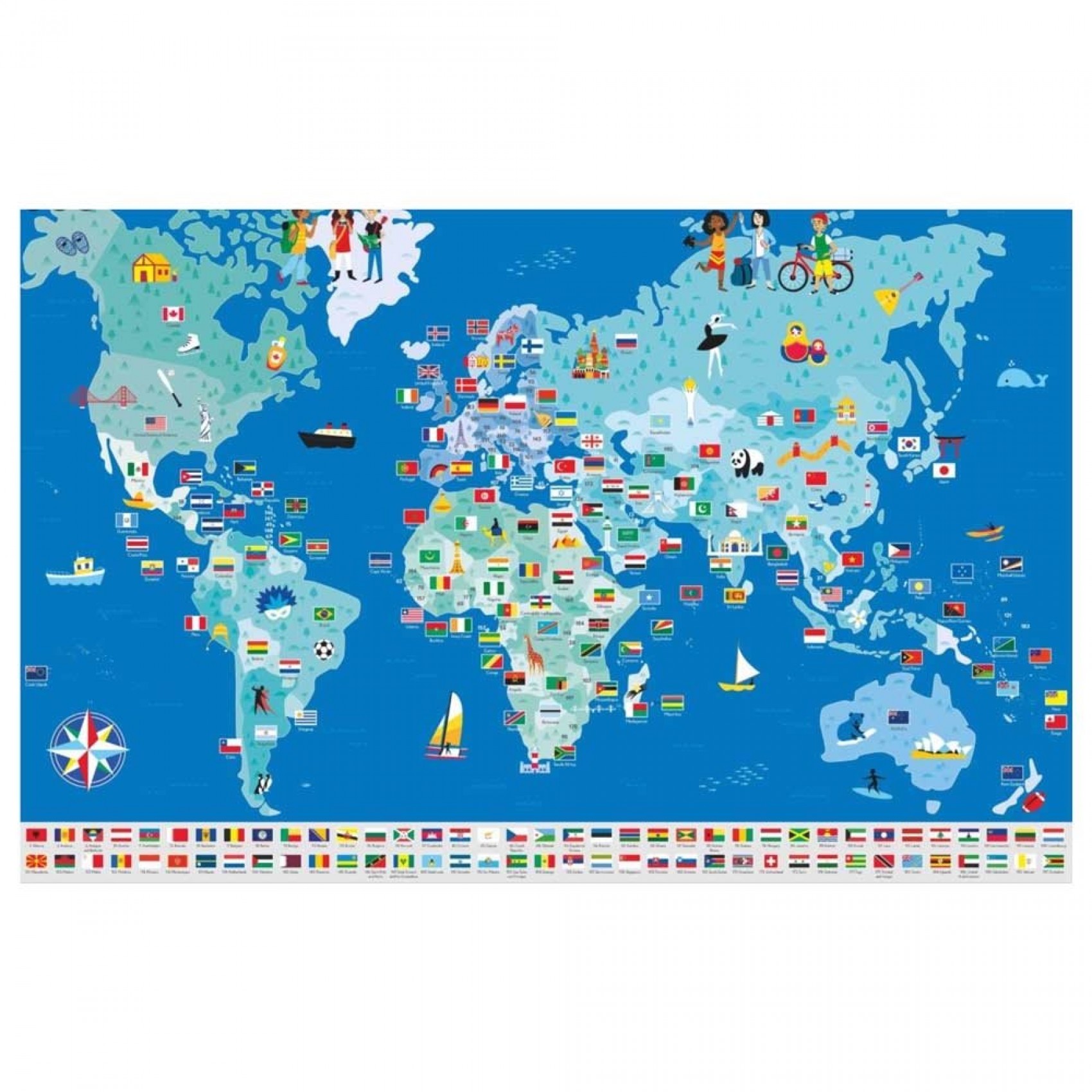 Carte du Monde Pliée en Bois Drapeaux Jouet Éducatif Cadeau Pour