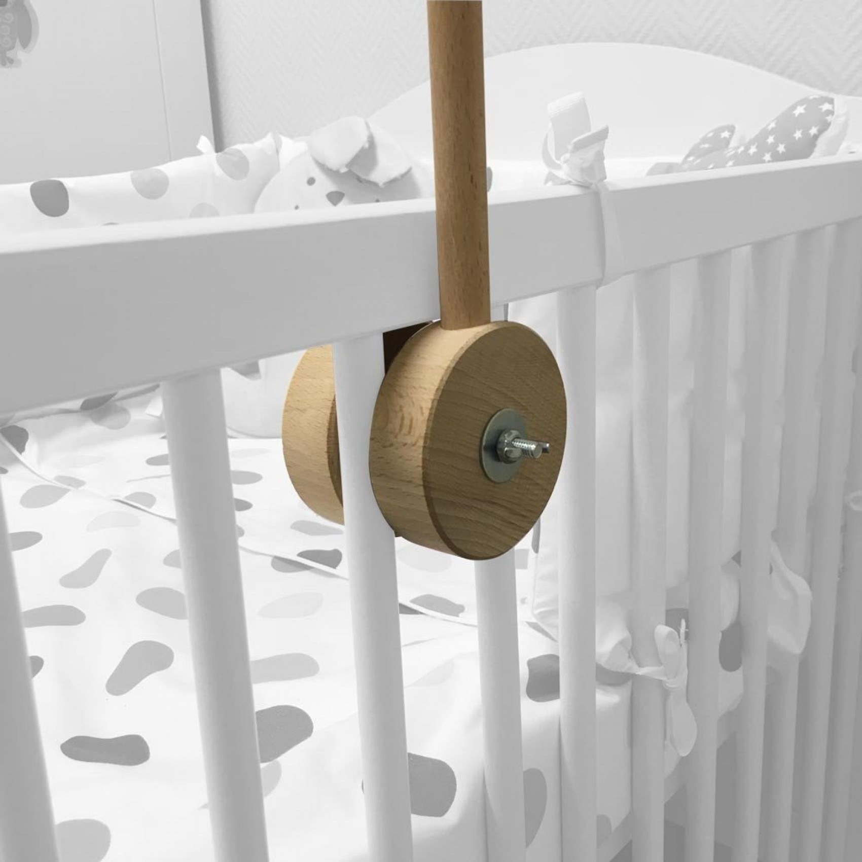 BSTCAR Support Mobile Bébé En Bois Massif DIY - Cadre Rond Et Semi-Circulaire Pour Carillons Éoliens, Perles Et Tissu, Style Nordique