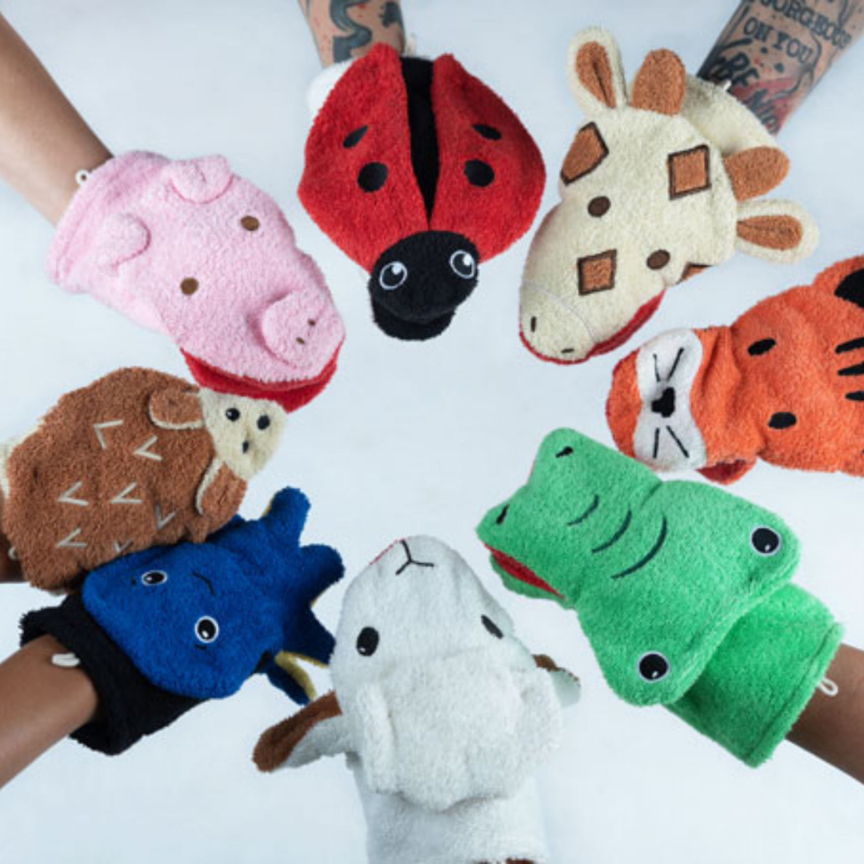 Lot De 2 Gants De Toilette Marionnette Alice – Renard Maman Et Bébé, Coton Bio Super Doux, Pour Un Bain Ludique Et Câlin