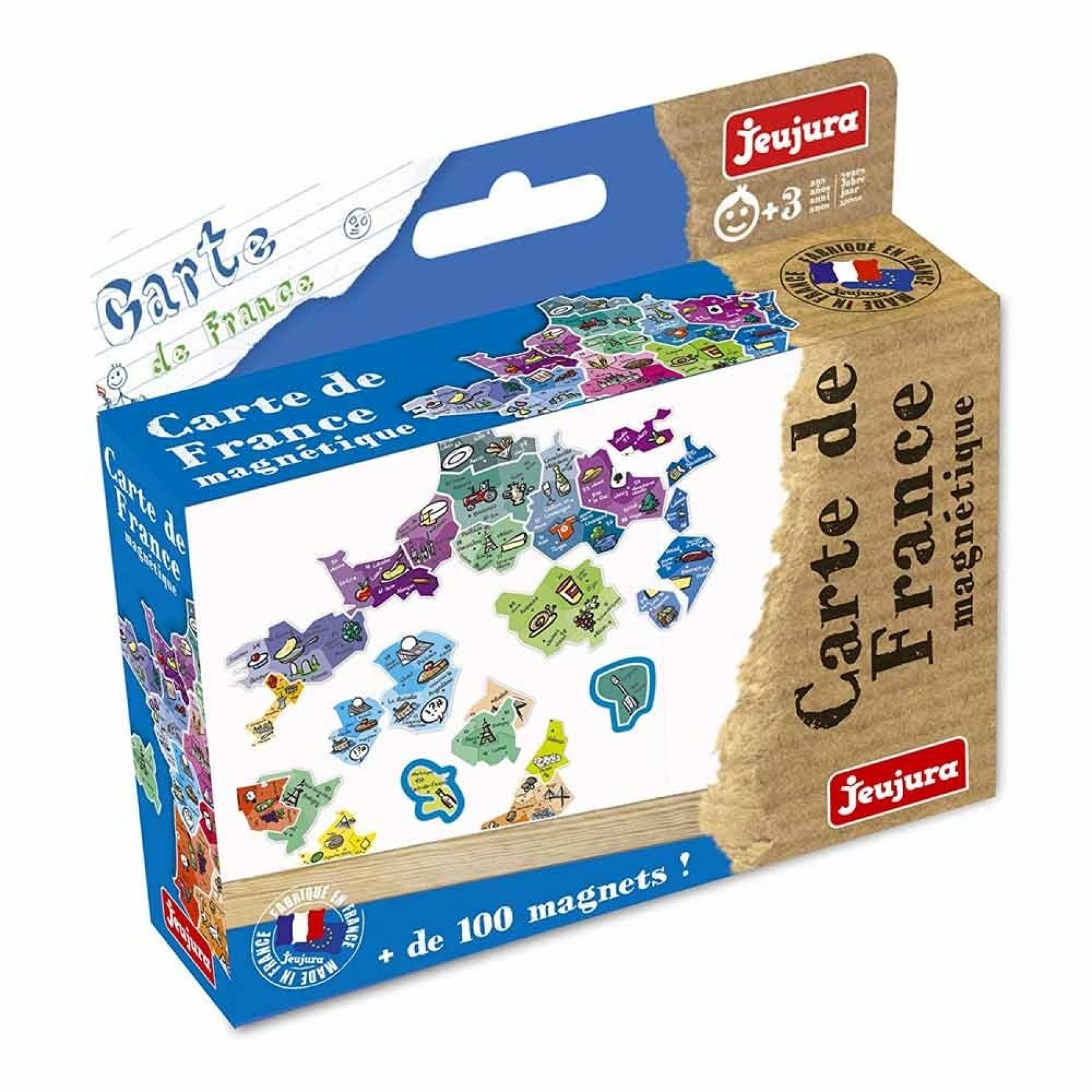 Carte De France Magnétique 100 Pièces En Bois - Puzzle éducatif Pour Enfants, Apprendre Régions Et Départements - À Partir De 3 Ans