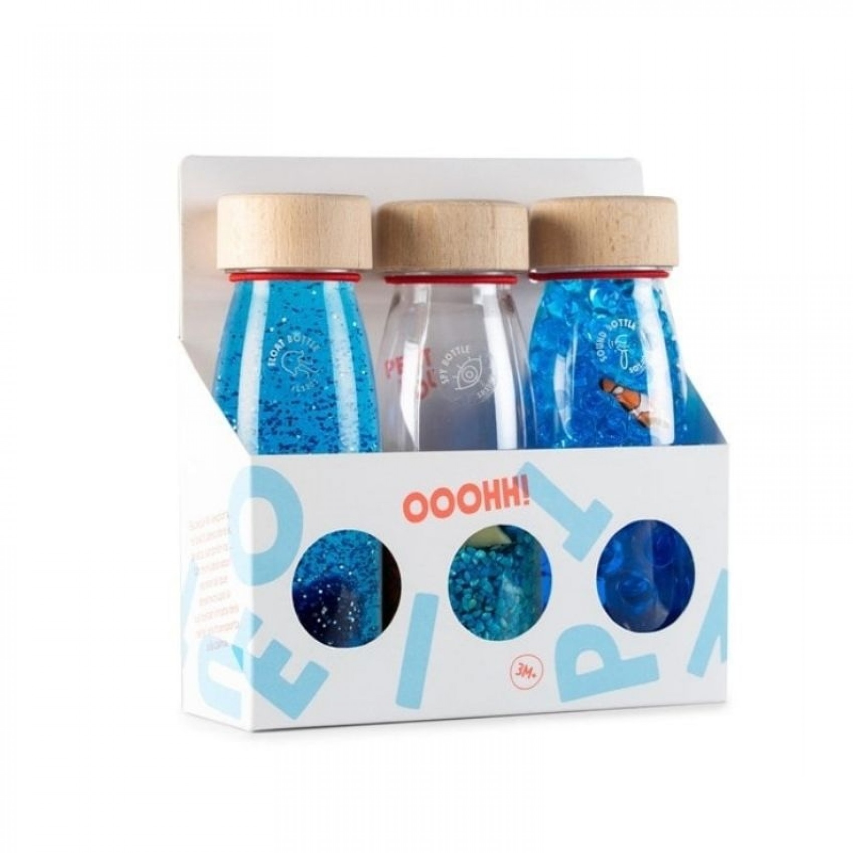 Petit Boum, bouteille sensorielle Float Turquoise. - Histoire de tribu