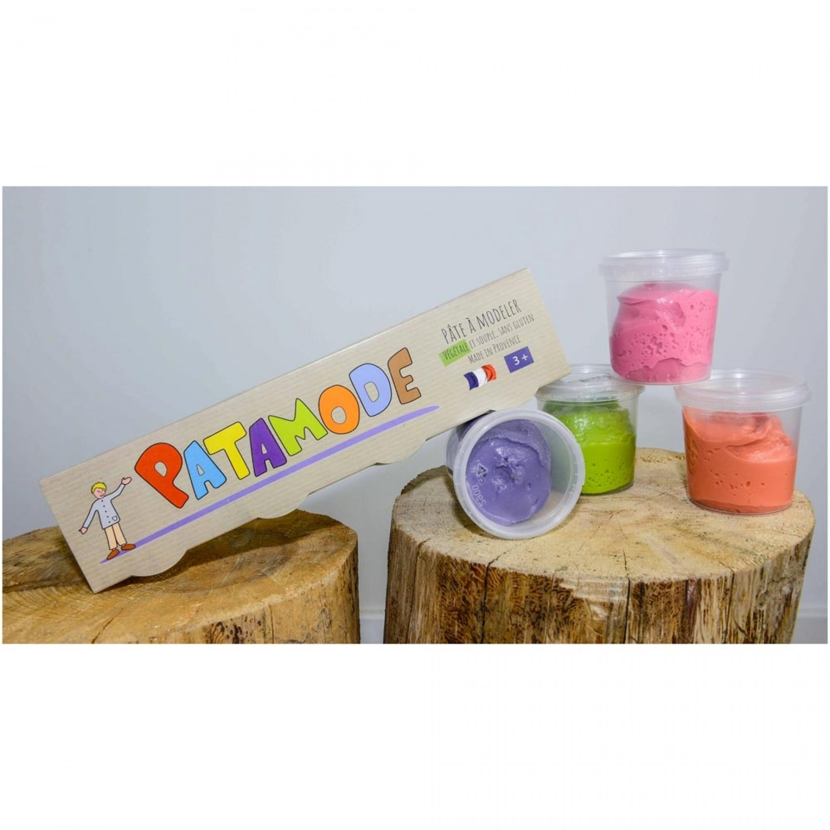 Pâte à modeler végétale non séchante - Seau de 8 batons multicolores - Patamode
