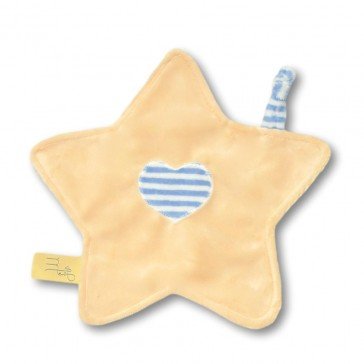 Doudou petite étoile jaune rayures bleue - Moncalin