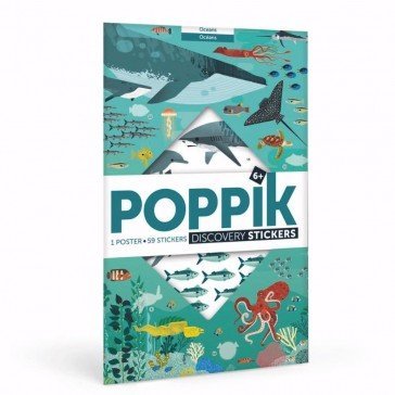Poster découverte en stickers Poppik - Océan