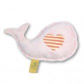 Doudou bébé baleine rose bébé rayures melon