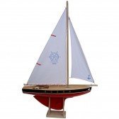 Grand voilier en bois coque rouge 53 cm
