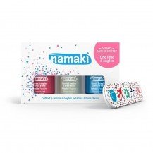 Coffret 3 vernis Rose Blanc Bleu ciel + lime - Namaki