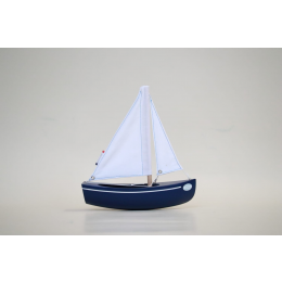 Voilier en bois - Le Sloop 21,5 cm - Coque bleu marine - Tirot