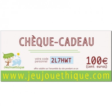 Chèque cadeau 100 € - Jeujouethique.com
