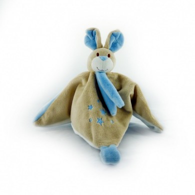 Doudou Lapin bleu - attache tétine - Mailou Tradition