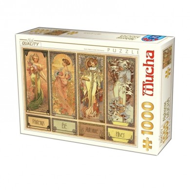Puzzle 1000 pièces  Alphonse Mucha - Les quatre saisons - D-Toys