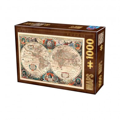 Puzzle 1000 pièces Carte du Monde Antique - Dtoys