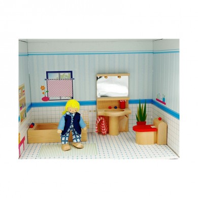 Mobilier en bois pour maison de poupées - Salle de bain