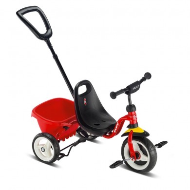 Tricycle avec canne et benne basculante - rouge - Puky