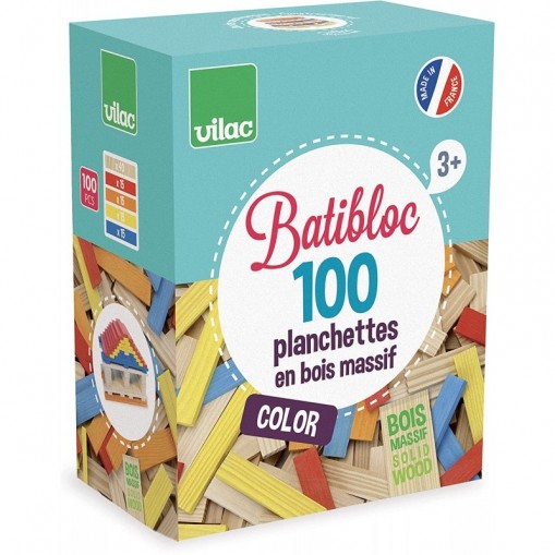 Batibloc color 100 planchettes colorées en bois massif