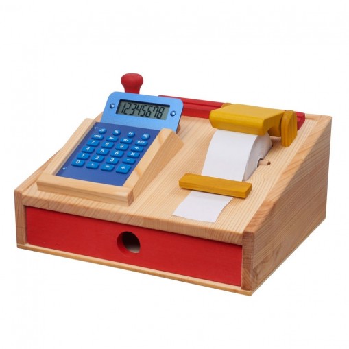 Caisse enregistreuse en bois avec calculatrice - Nic Toys