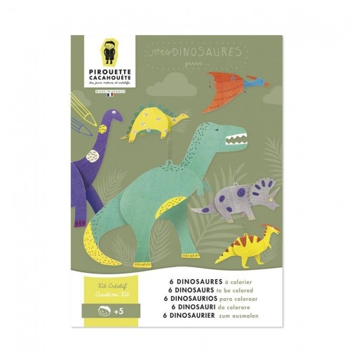 6 Dinosaures à créer et colorier - Pirouette Cacahuète