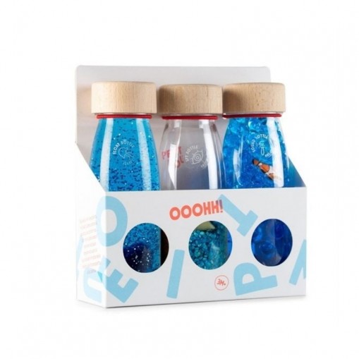 Pack de 3 bouteilles sensorielles - Float bleu, Sound poisson et Spy mer - Petit Boum