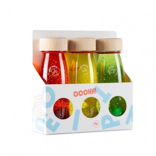 Pack de 3 bouteilles sensorielles - Float orange, jaune et vert - Petit Boum