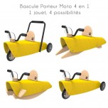 Bascule Porteur Moto 4 en 1 jaune - Chou Du Volant