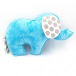 Doudou Eléphant turquoise - pois gris - Moncalin