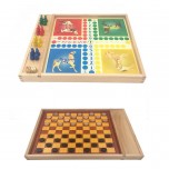 Jeu de dames et petits chevaux en hêtre - Artisan du Jura