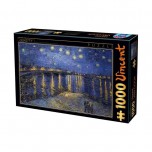 Puzzle 1000 pièces Van Gogh - Nuit étoilée sur le Rhône - DToys
