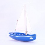 Voilier en bois - Le Sloop 21,5 cm - Coque bleue - Tirot