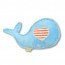 Doudou bébé baleine bleu rayures melon - Moncalin